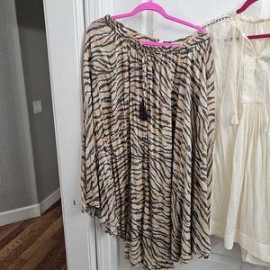 Spell Zebra Print Skirt in Black and Tan